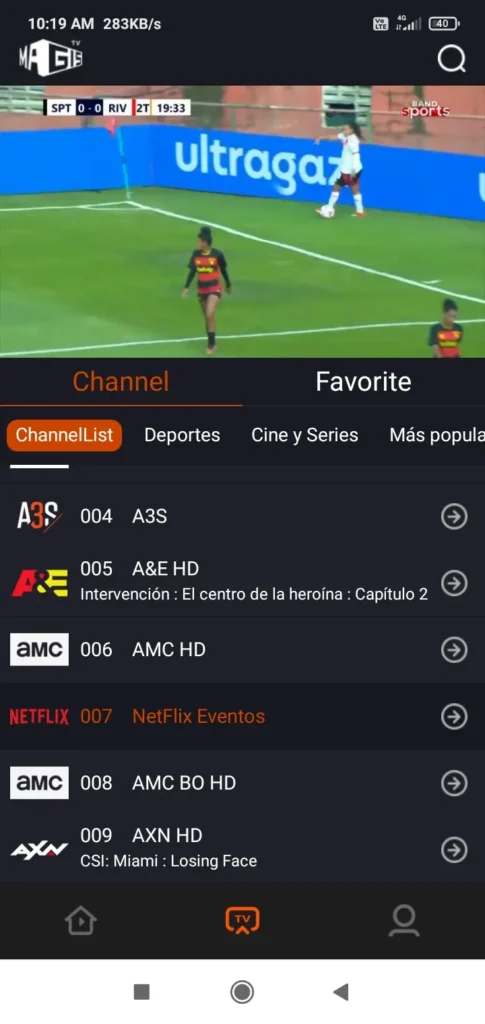 Magis tv app screenshot